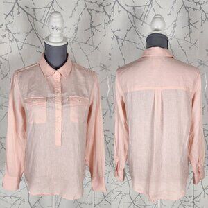 Core Life Blush Pink 100% Linen Button Popover Shirt
